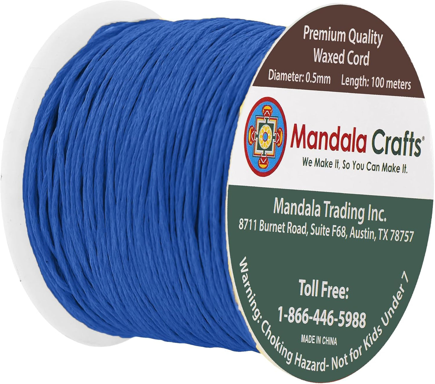 Mandala Crafts 0.5mm 109 Yards Sapphire Blue Cotton Waxed Cord for Jewelry Making Bracelet Cord Waxed String - Beading String Thread Jewelry Cords for Necklaces String