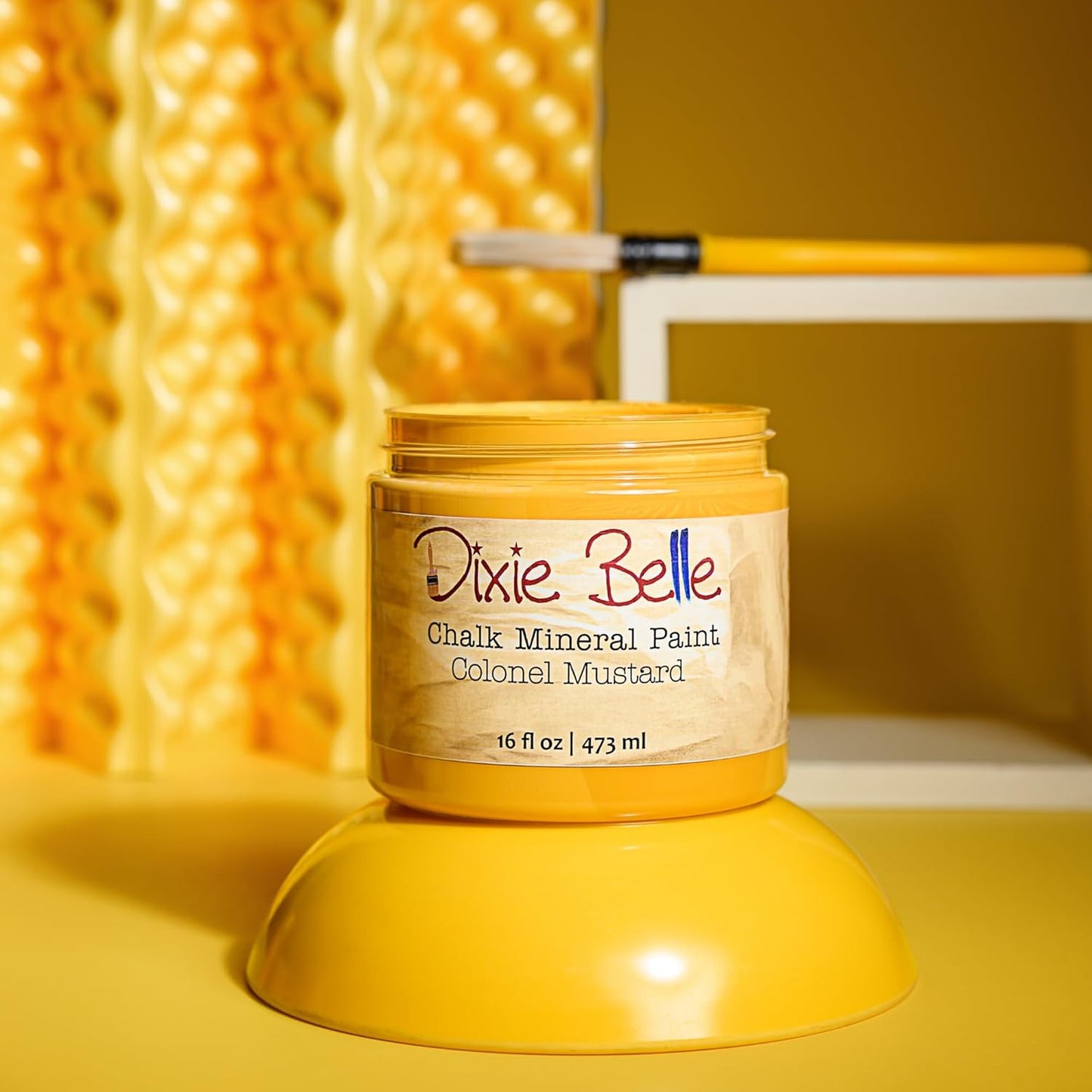 Dixie Belle Paint Company Chalk Finish Furniture Paint - Colonel Mustard (16oz) - Matte Retro Yellow Chic Chalk Mineral DIY Furniture Paint