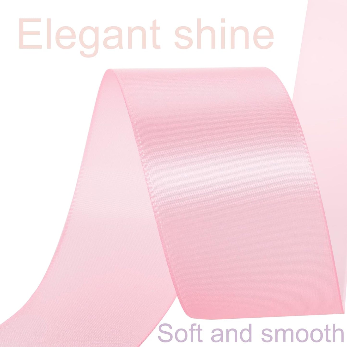 1-1/2 Inch Light Pink Ribbon, 50 Yards Craft Polyester Satin Ribbon Perfect for Gift Wrapping, Handmade Roses, Wedding Party Decorations and DIY Crafts