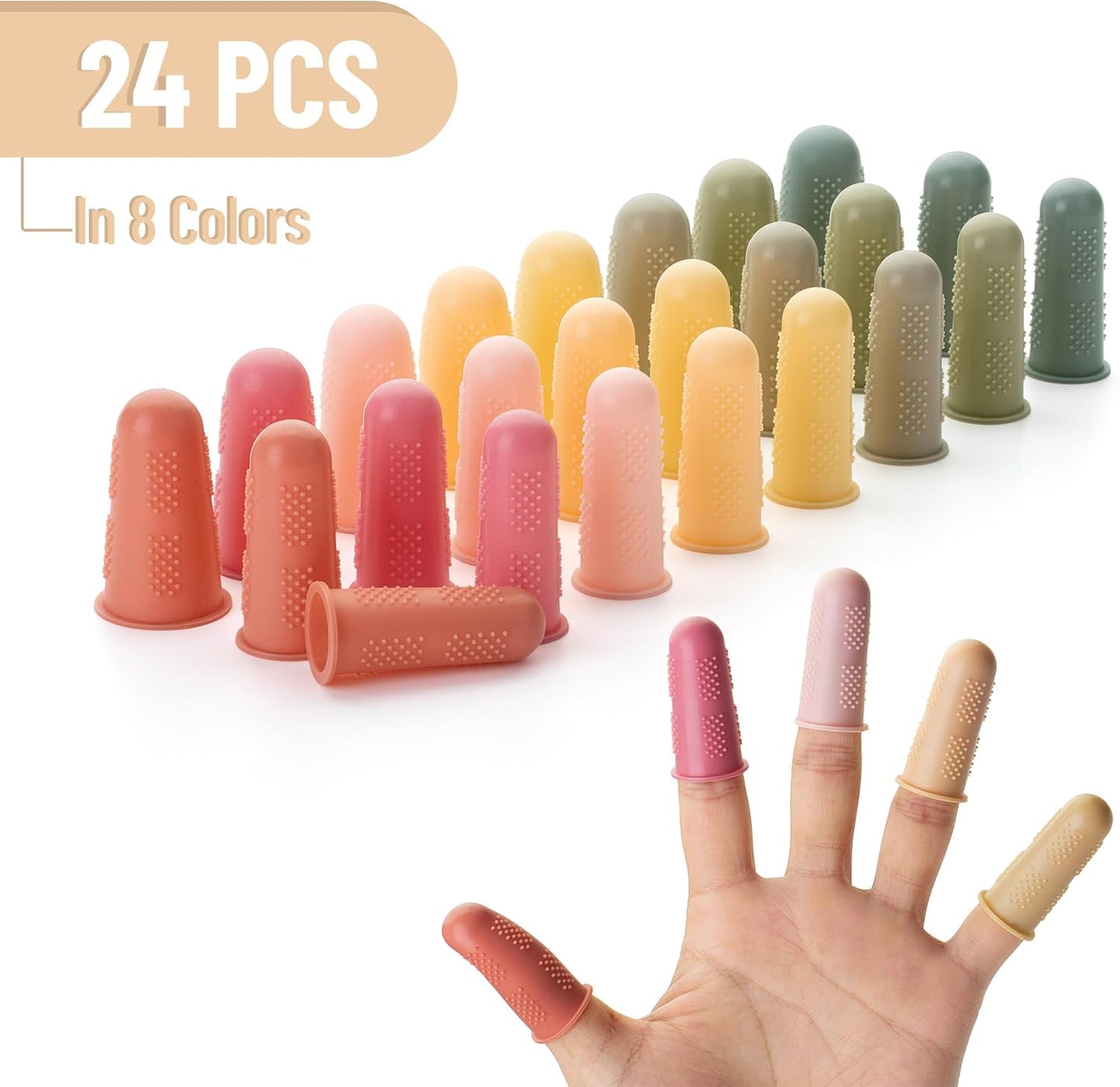 Mr. Pen- Hot Glue Gun Finger Protectors, 24 pcs, Vintage Colors Silicone Finger Protectors, Rubber Fingers Tips, Rubber Finger Covers, Rubber Finger Tips Protector, Finger Grip, Finger Rubber Tips