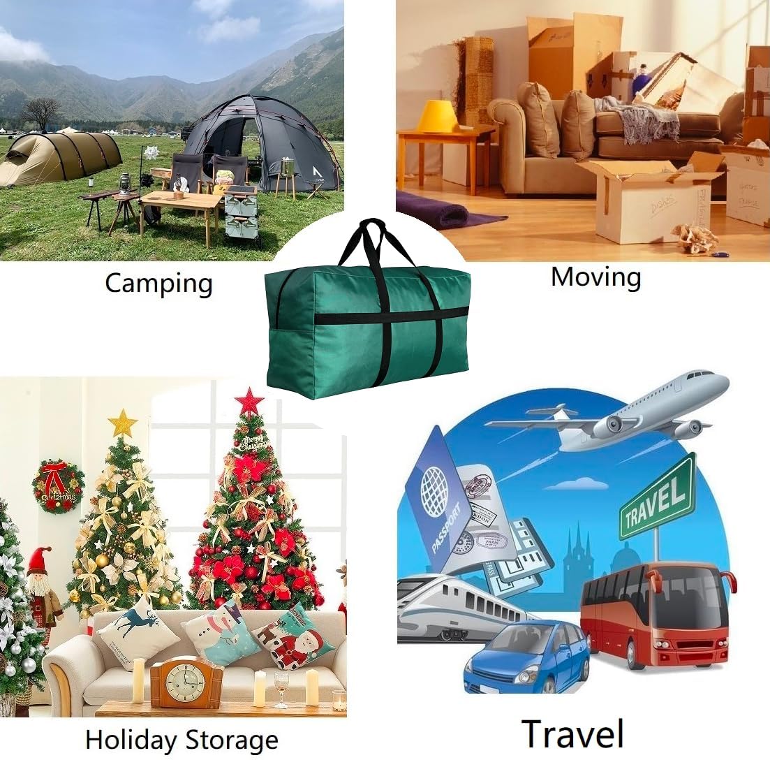 Extra Large Duffle Bag for Travel, Big Foldable Storage Bag - Green