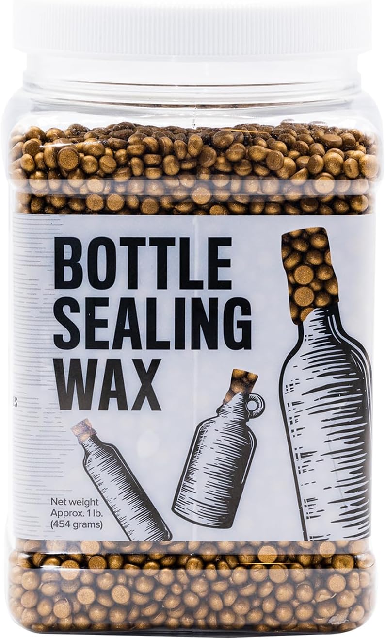 Blended Waxes, Inc. Bottle Sealing Wax, Pastille Wax Seal Beads For Wine, Beer, and Liquor Bottle Sealing, Seals Between 25-30 Bottles, 1 lb, Bronze Metallic