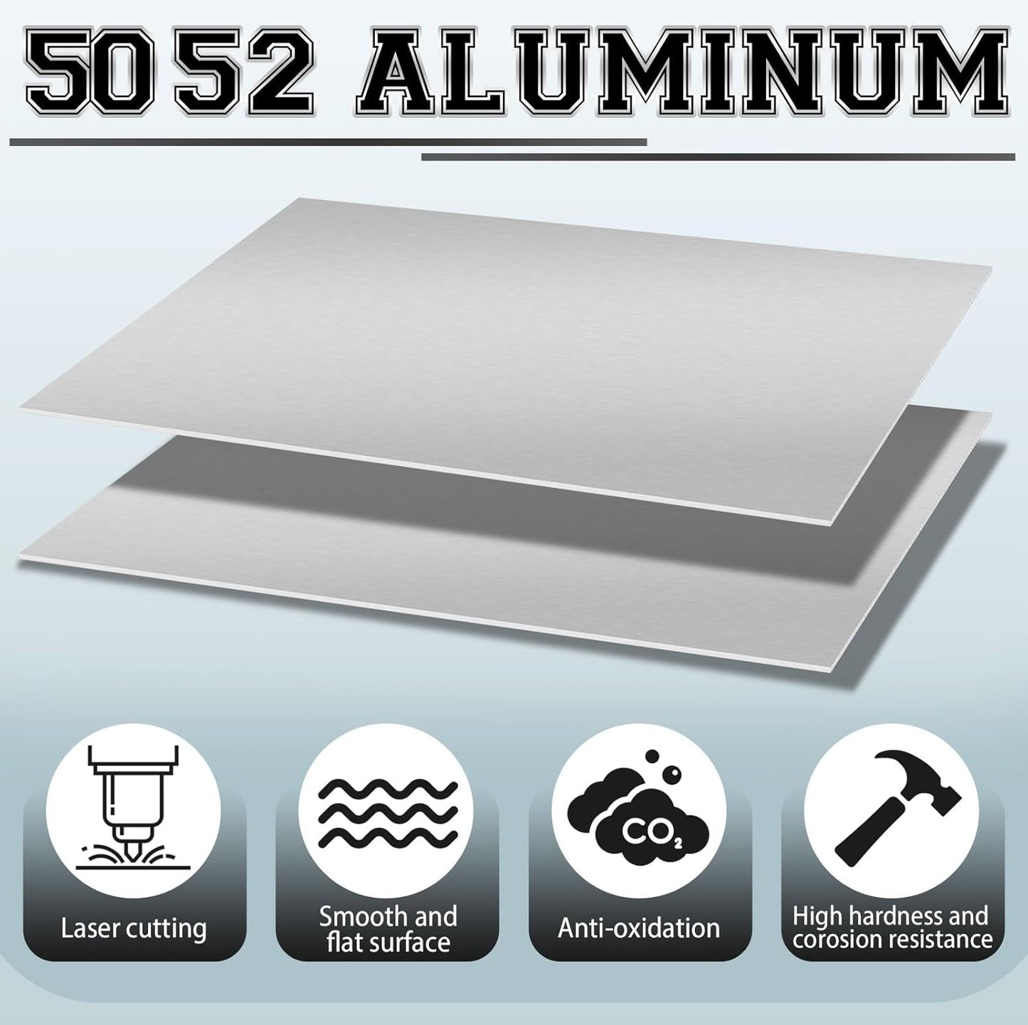 2 Pack 5052 Aluminum Sheet Metal 8" x 10" Aluminum Plate 1/8 (0.125'') Inch Thickness Rectangle Metal Panels for Industry Crafting Handcraft DIY Projects