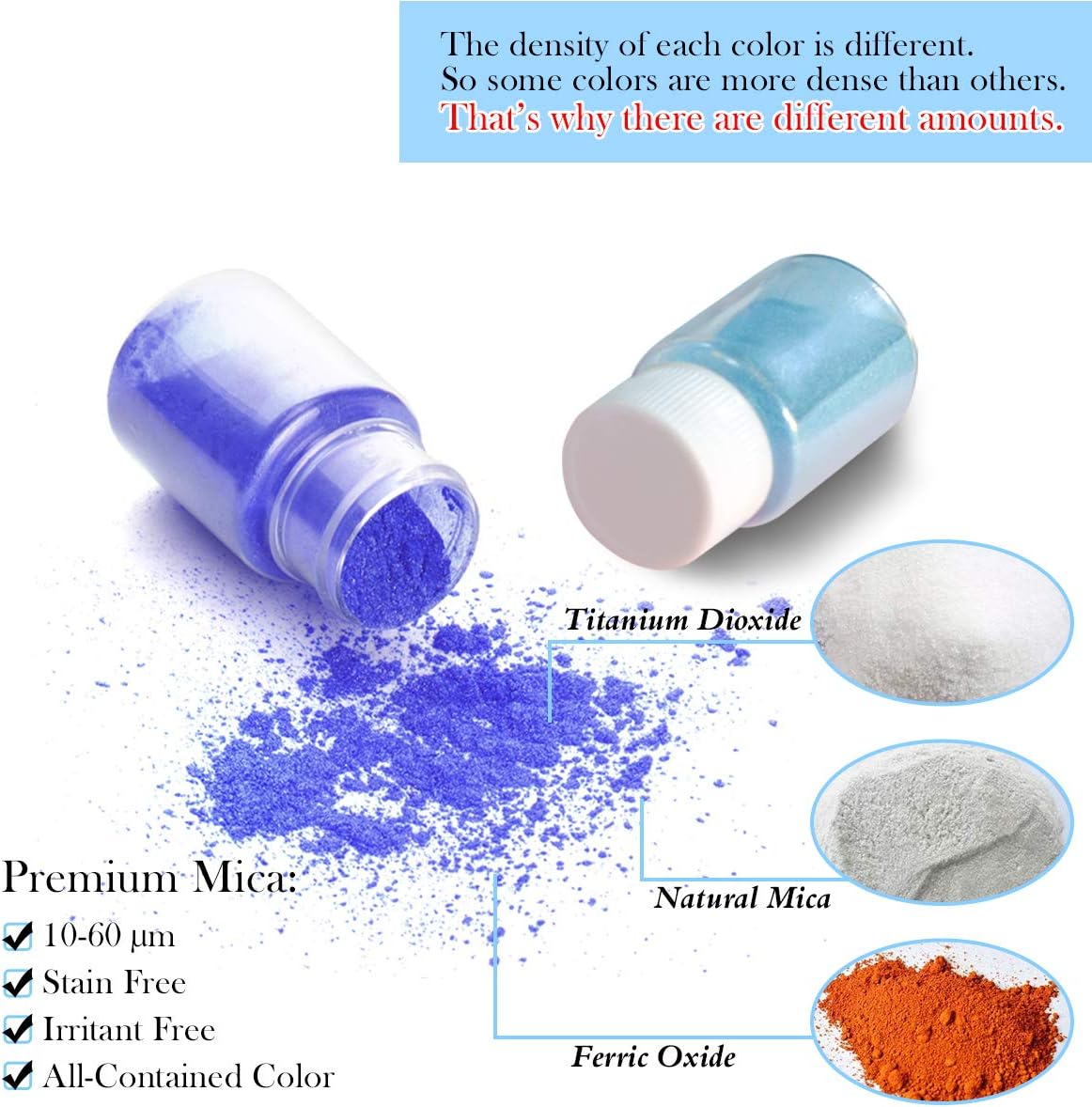 15 Bottles Slime & Candle Mica Powder, Resin Color Pigment, Epoxy Resin, Lip Gloss, Natural Powder Pigment