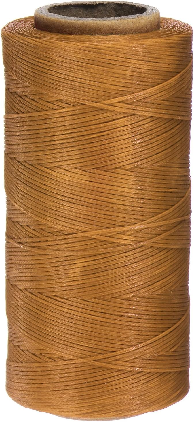 uxcell 150D 0.8mm Flat Waxed Thread 284 Yards Polyester Leather Sewing Waxed String Hand Stitching Cord for Leather Stitching Sewing Bookbinding DIY Craft Golden Yellow