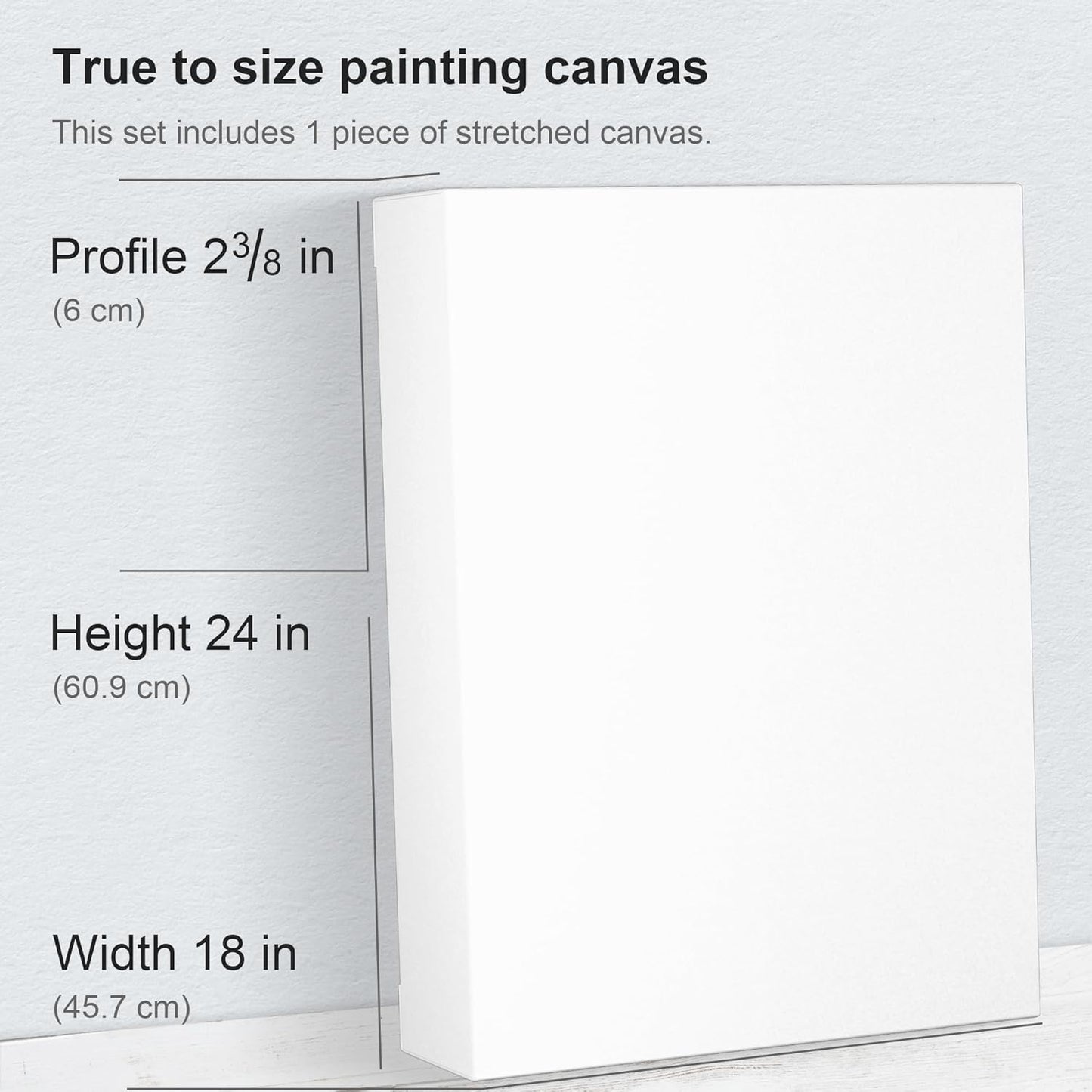 PHOENIX 18x24 Inch Museum Canvas - 2 3/8 Inch Thick Porfile Deep Large Stretched Canvas for Painting 1 Pack 100% Cotton 11 Oz. Gesso Primed White Blank Professional Canvas Oil & Acrylic Paints