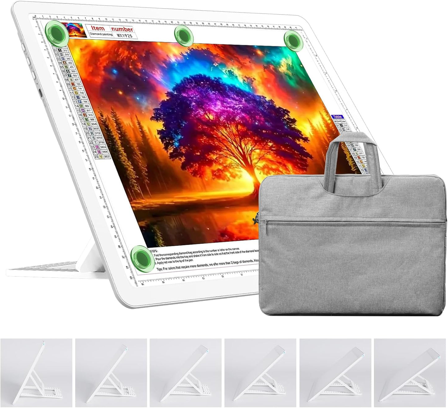 TOHETO Rechargeable A3 Light Board with Stand, Bag, Super Bright Magnetic Light Pad with Side Buttons, Wireless Light Box for Tracing and Drawing, Cordless Light Table for Diamond Painting, Sketching