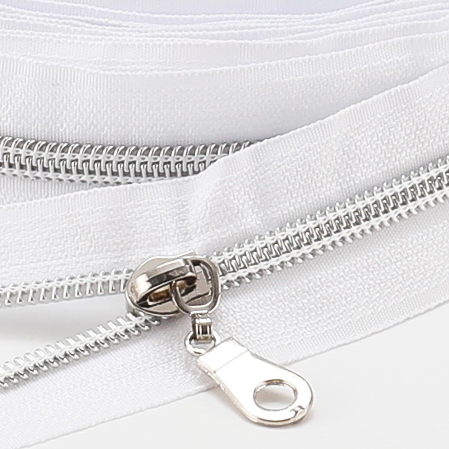 The Yards 10 Yards Bulk White Nylon Coil Zipper with Silver Teeth - Replacement Sewing Zipper with 10PCS Sliders for DIY Craft Bags