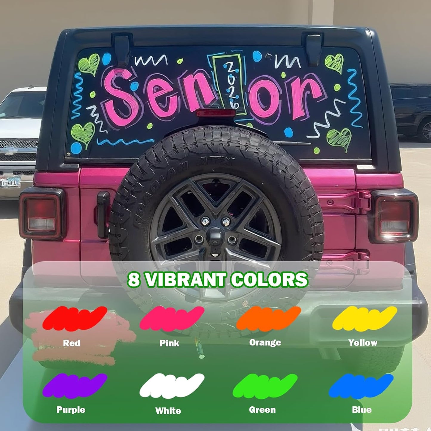 Liquid Chalk Markers for Blackboard, Jumbo Window Markers Chalk Pen with 7mm Thick Wide Tip for Car Glass Poster Halloween Christmas Decorations, Stocking Stuffers for Teen Girls Boys, 8 Pack