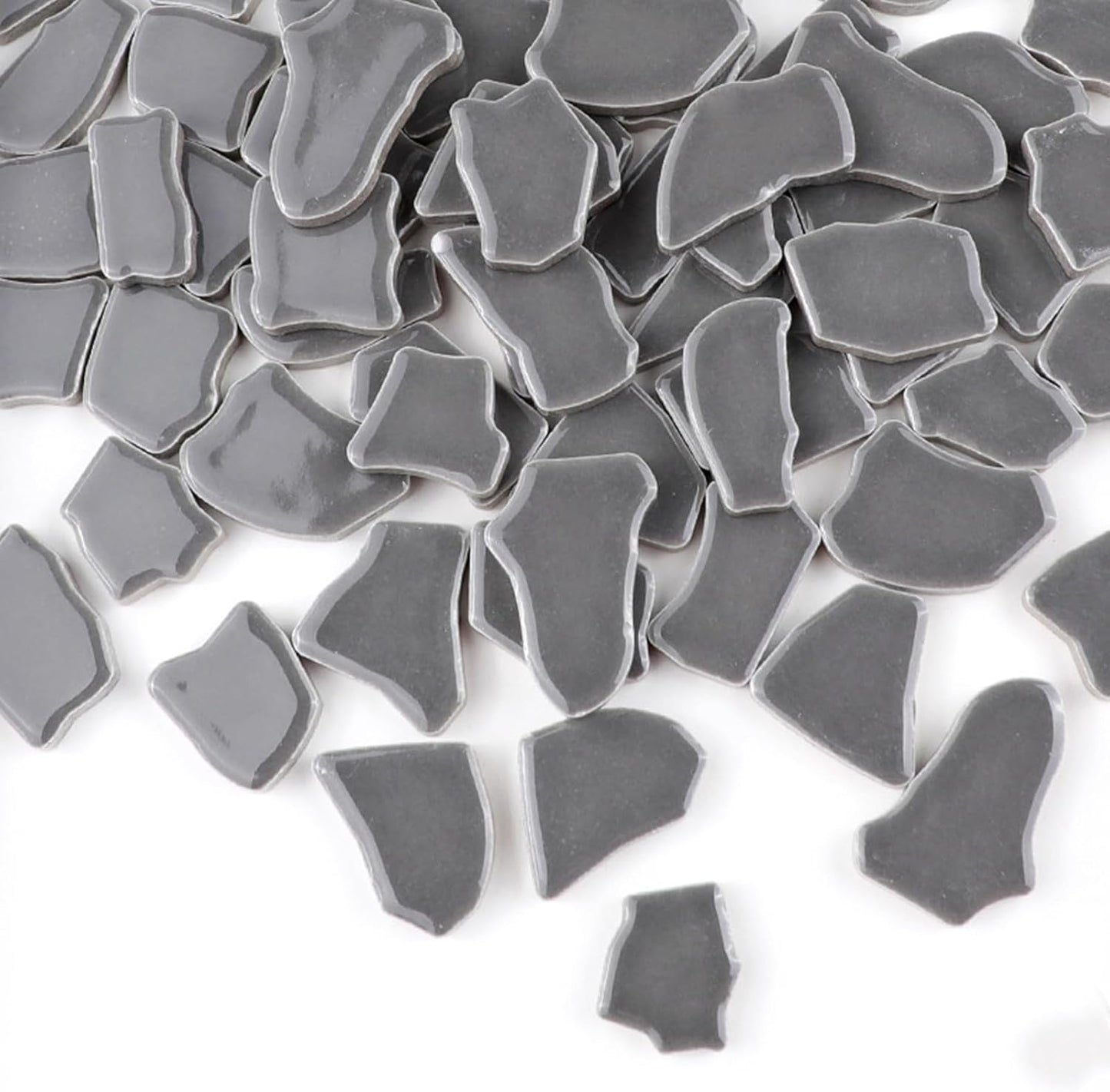 0.78"-1.57" Irregular Ceramics Mosaic Tiles,1.1LB Mosaic Pieces Stones for Home Decoration DIY Craft Plates Flowerpots Vases Cups Mosaic Making Supplies (Gray)