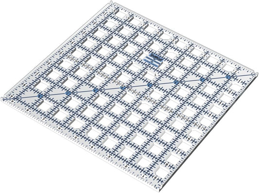 TrueCut Square 9.5" x 9.5" Quilting Ruler with Track and Guide for Straight Cuts - Innovative Quilting and Sewing Ruler for Accurate Fabric Cuts with 1/8th Measurements