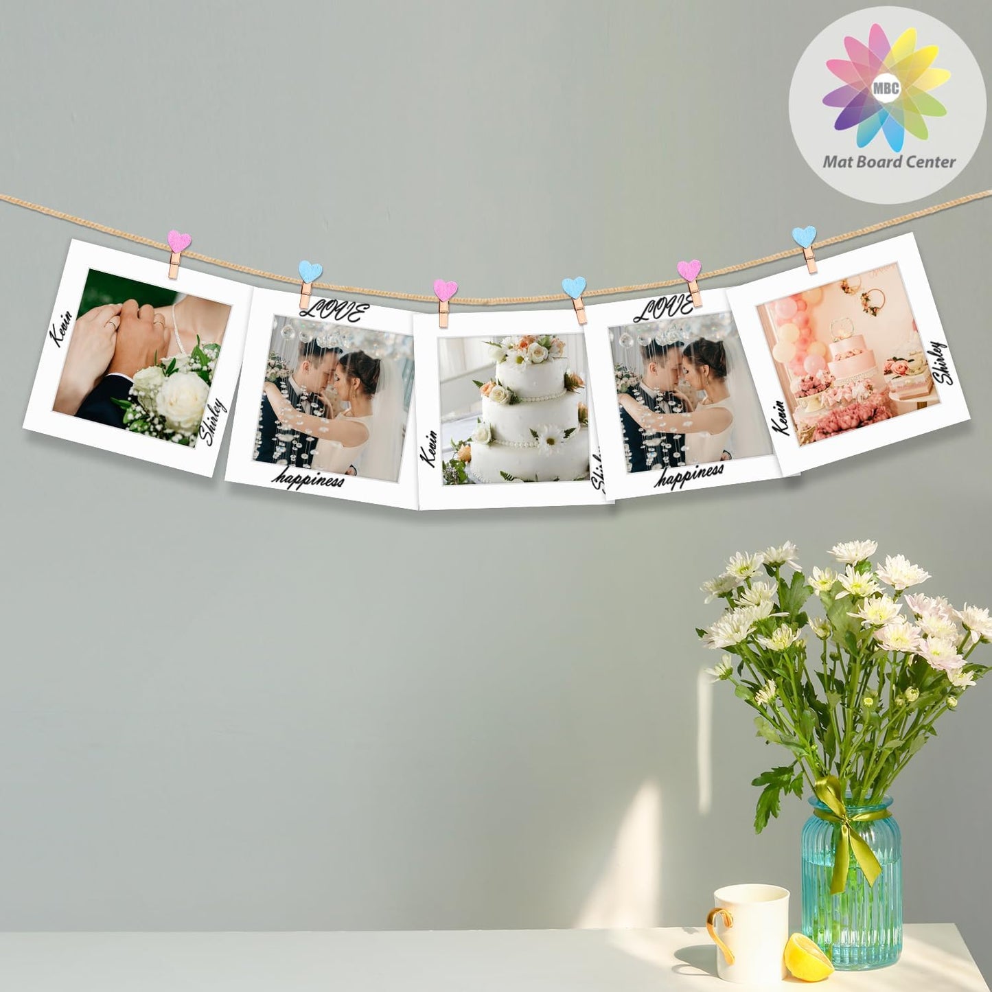 MBC Mat Board Center, 5 Pack 10x10 for 8x8 White Picture Mats Frame Mattes, Bevel Cut, Acid Free, 4-ply Thickness