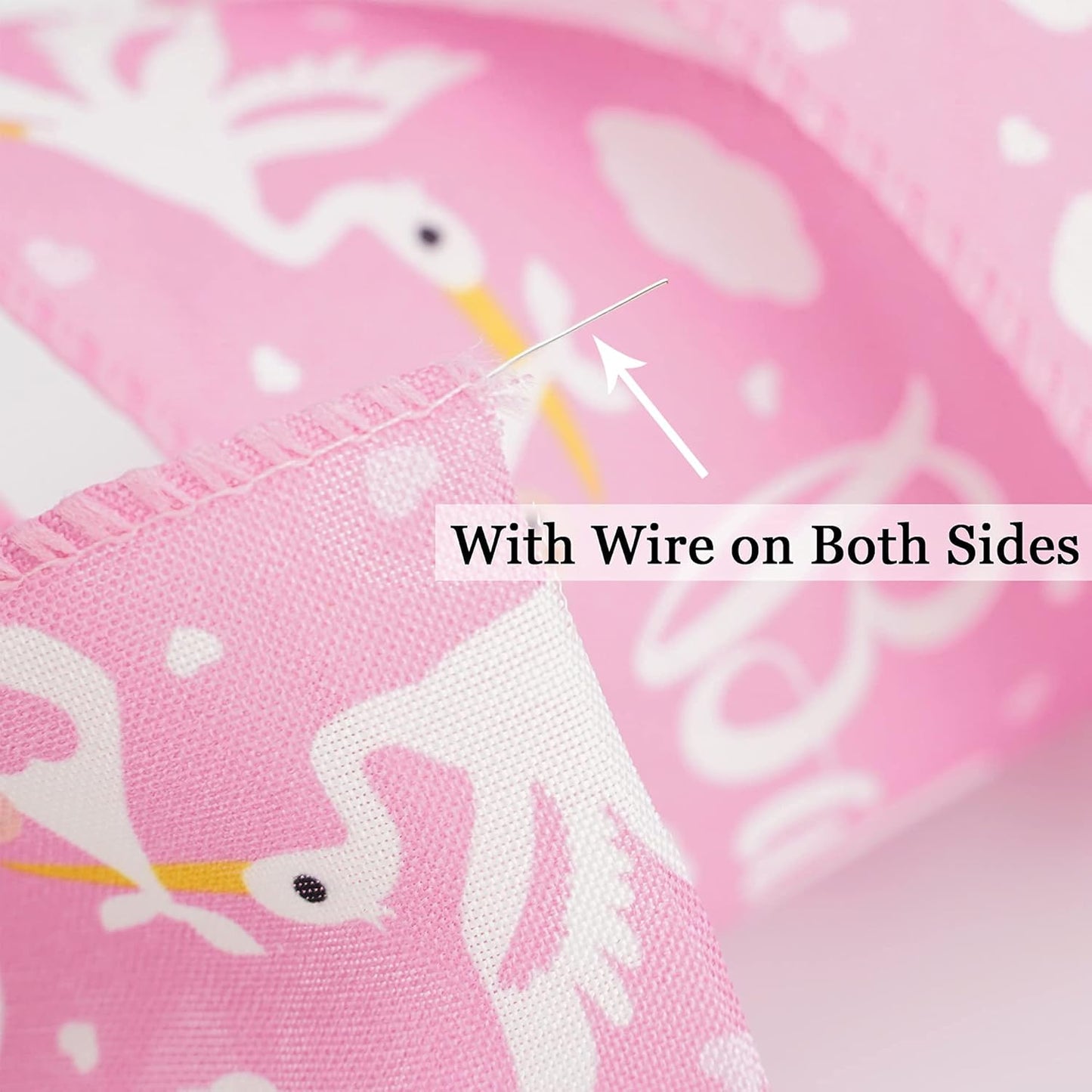 MEEDEE Pink Baby Ribbon for Baby Shower - 2.5 Inch Burlap Wired Ribbon for Diaper Cake, Welcome Home Baby Girl Shower Favors Gift Box Table Decor (10 Yards)