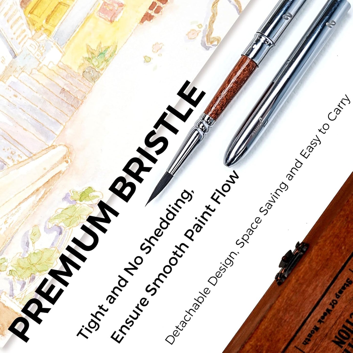 Funto Pocket Watercolor Set, Travel Color Kit, with 9 Colors, Leather Bag, Paint Water Cup, Foldable Palettes, and Mini Watercolor Papers, Set for Art