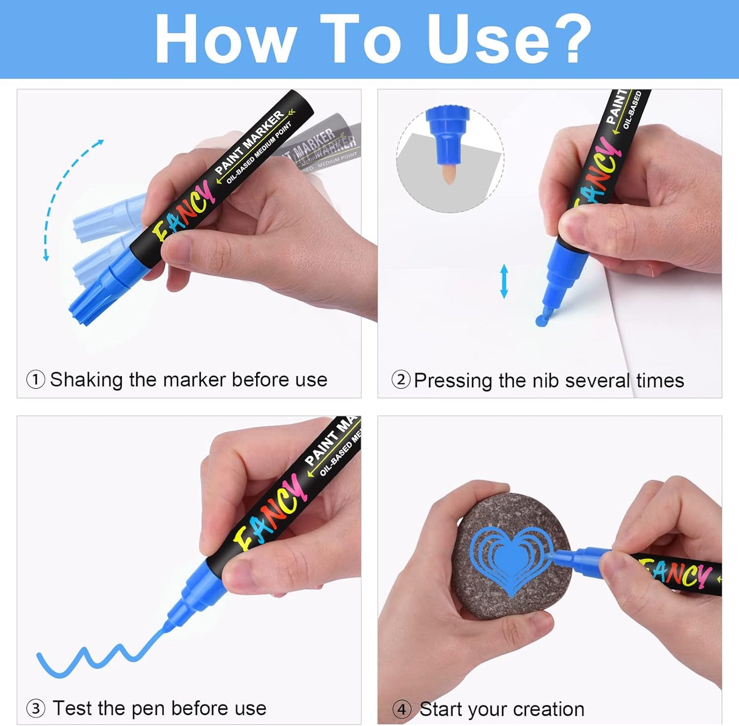 IVSUN Paint Pens Paint Markers, 36 Colors Oil-Based Waterproof Art Marker Pen Set, Never Fade Quick Dry and Permanent, Works on Rocks, Wood, Fabric, Plastic, Canvas, Glass, Mugs, DIY Craft