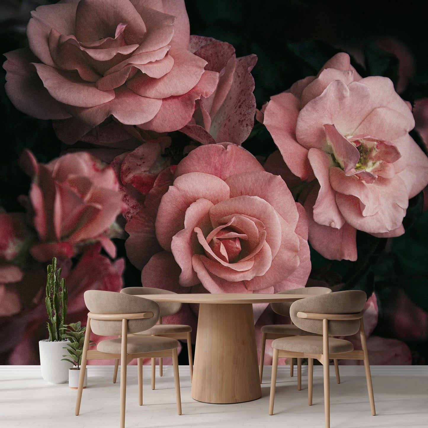 wall26 Removable Wall Sticker/Wall Mural Close Up Dark Rose Flower Blossoms Nature Wilderness Photography Decorative Botanical Relax/Calm Floral for Living Room, Bedroom, Office - 120x120 inches