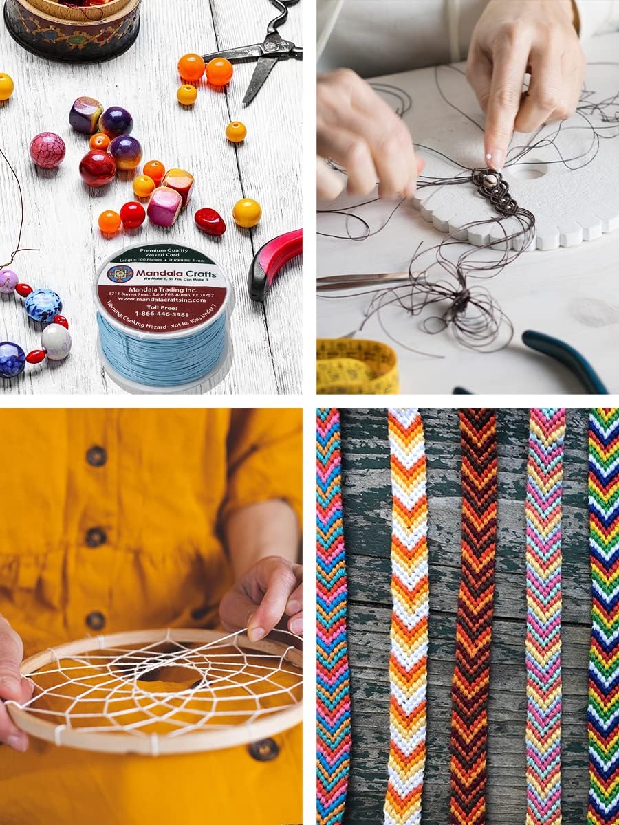 Mandala Crafts 1mm 109 Yards Bistre Brown Cotton Waxed Cord for Jewelry Making Bracelet Cord Waxed String - Beading String Thread Jewelry Cords for Necklaces String