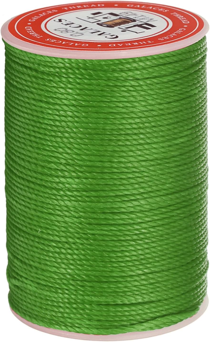 uxcell Round Leather Sewing Waxed Thread, 55m / 60 Yards Wax Polyester String, 0.8mm Waxed Stitching Cord for Leather Crafts, Bookbinding, Bracelets Braided, Light Green