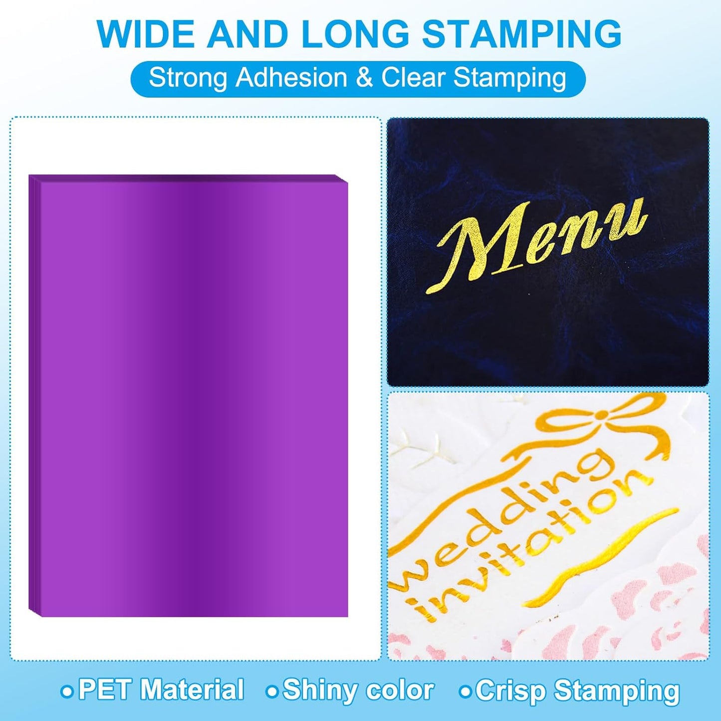 PATIKIL 11.7x8.3" Hot Stamping Foil Paper Sheet, 20 Sheets A4 Heat Transfer Hot Stamping Paper Foil for Leather DIY Logo Decor Craft Gift Package Scrapbook Card, Purple