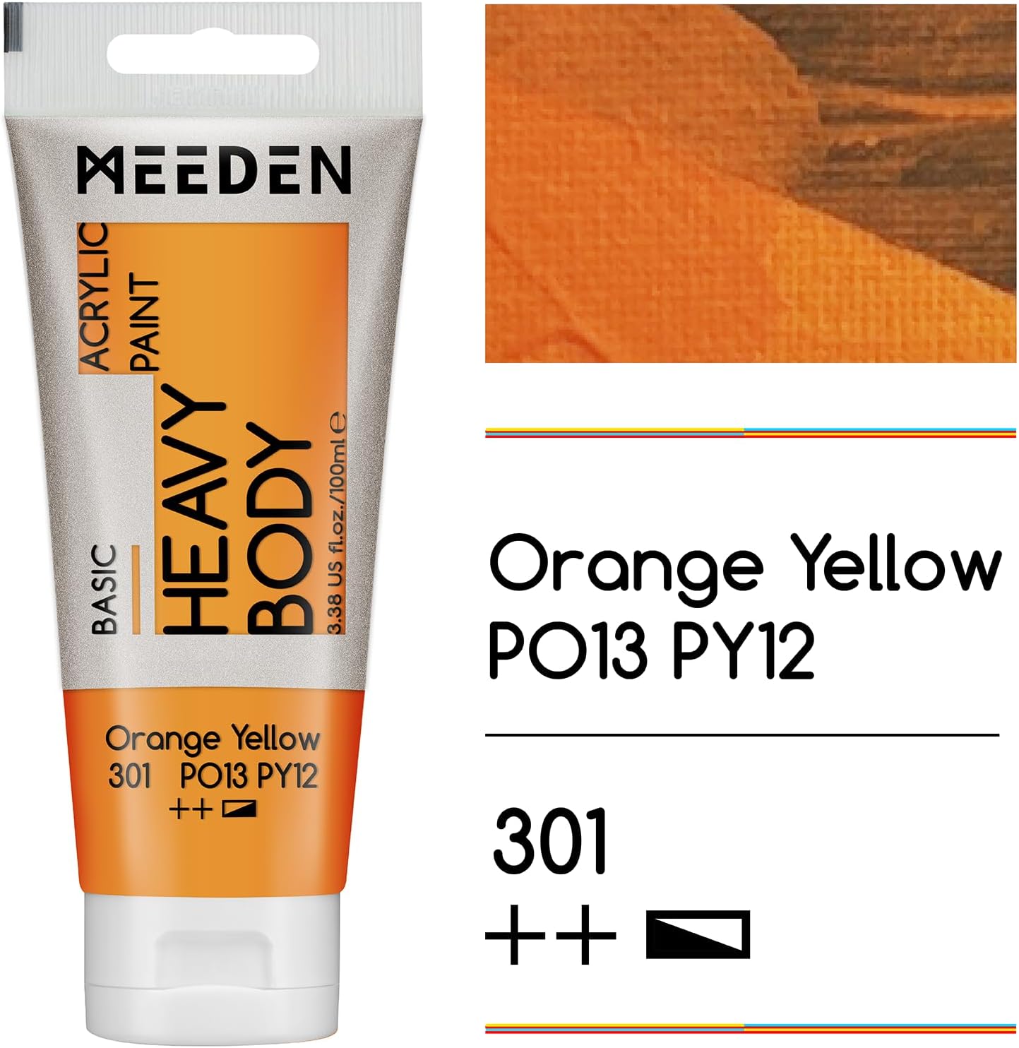 MEEDEN Acrylic Paint Orange Yellow: Bundled with Titanium White Color - 100ml/3.38oz x 2 Bulk Heavy Body Acrylic Paint Tubes for Art Craft Painting