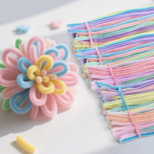 Rarapop 300 Pcs Thick Pipe Cleaners Craft Supplies, 12 Inch Multi-Color Chenille Stems for Art and Craft Projects Creative DIY Decorations(6 mm, 7 Colors)