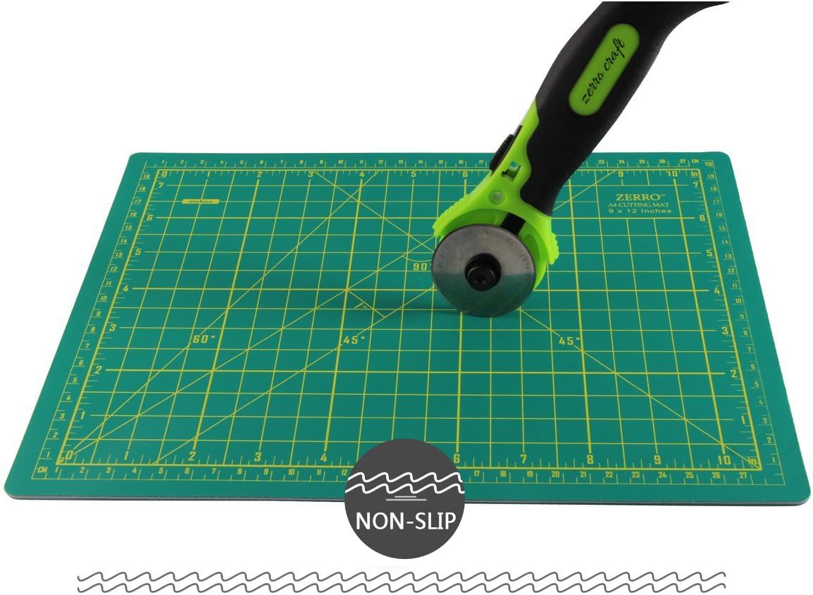 ZERRO Cutting Mat, Self Healing Rotary Cutting Mat 12" x 9" Professional Double-Sided Thick Non-Slip Mat for Quilting Sewing Crafts Art Projects (A4)