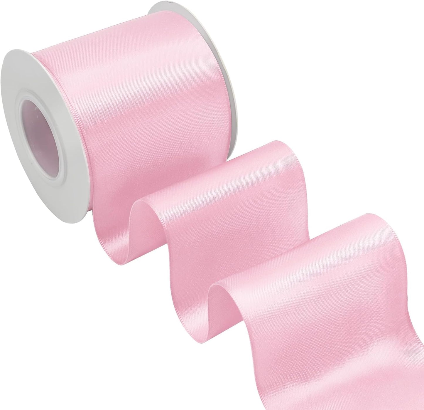 Pearl Pink Satin Ribbon 3 Inch X 15 Yards Solid Color Double Faced Ribbons Perfect for Crafts Wedding Decor Bow Making Arts Sewing and More
