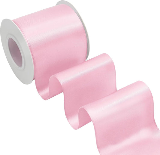 Pearl Pink Satin Ribbon 3 Inch X 15 Yards Solid Color Double Faced Ribbons Perfect for Crafts Wedding Decor Bow Making Arts Sewing and More