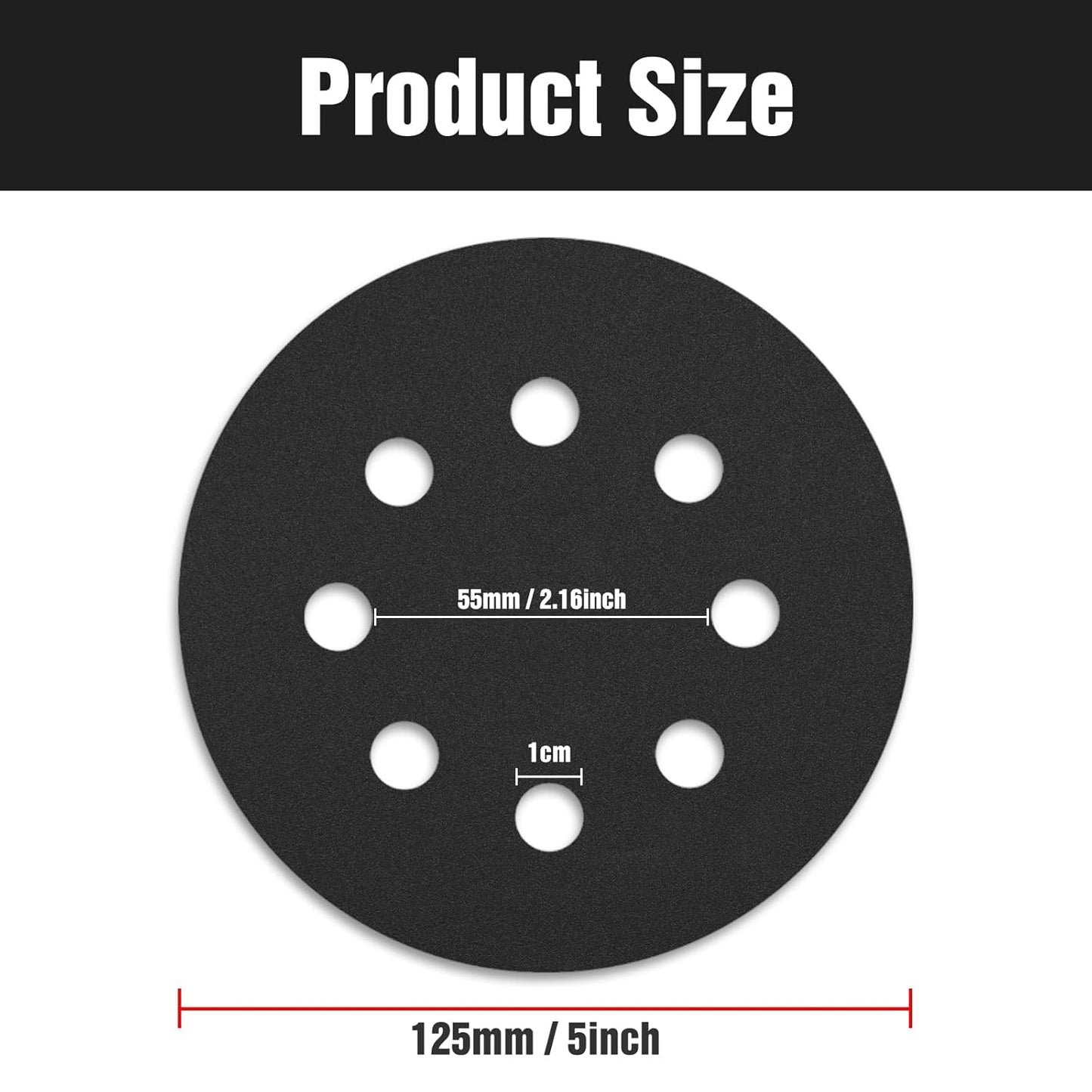 100 Pcs 5 inch Wet Dry Sanding Discs Grit 80 Hook and Loop 8 Hole Silicon Carbide Orbital Sander Sandpaper