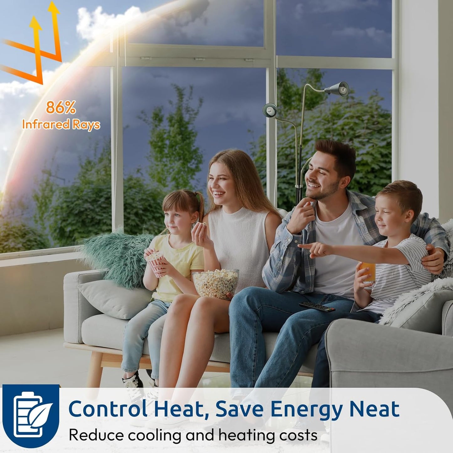 rabbitgoo Window Privacy Film One Way Window Tint for Home, Removable Reflective Heat Sun Blocking Anti UV Glass Door Covering, Mirror Tinting Film House Office, 35.4 in X 16.4 Feet, Blue Silver