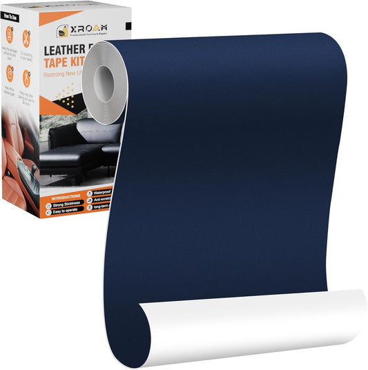 Leather Repair Tape, 4.7x63 inch Leather Patches for Furniture, Self Adhesive Leather Repair Patch for Sofas, Couches, Leather Covers, Seats, Chairs, Vinyl Repair Tape Navy Blue-Fine Grain