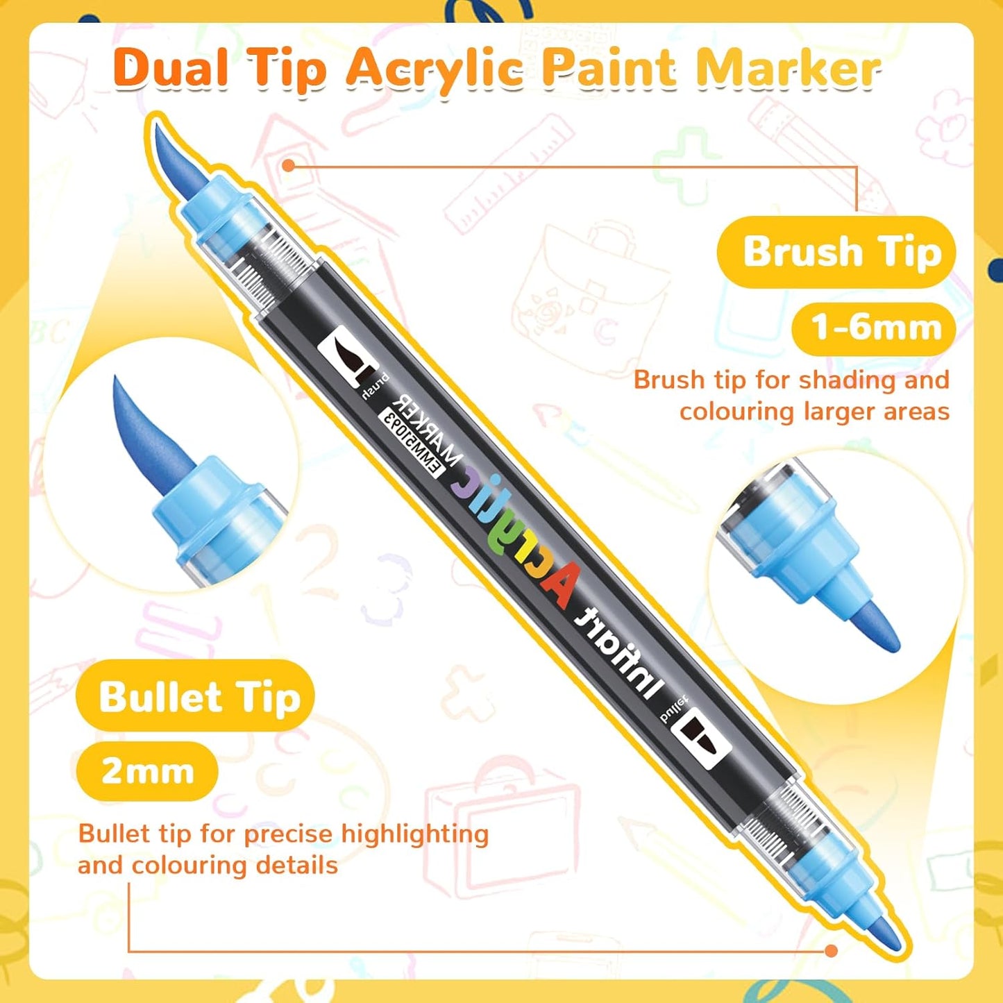 80 Colors Dual Tip Acrylic Paint Markers Automatic Ink Control Acrylic Paint Pens, Fine & Brush Tip Acrylic Markers Set for Rock Painting, Stone, Wood, Canvas, DIY & Art Supplies