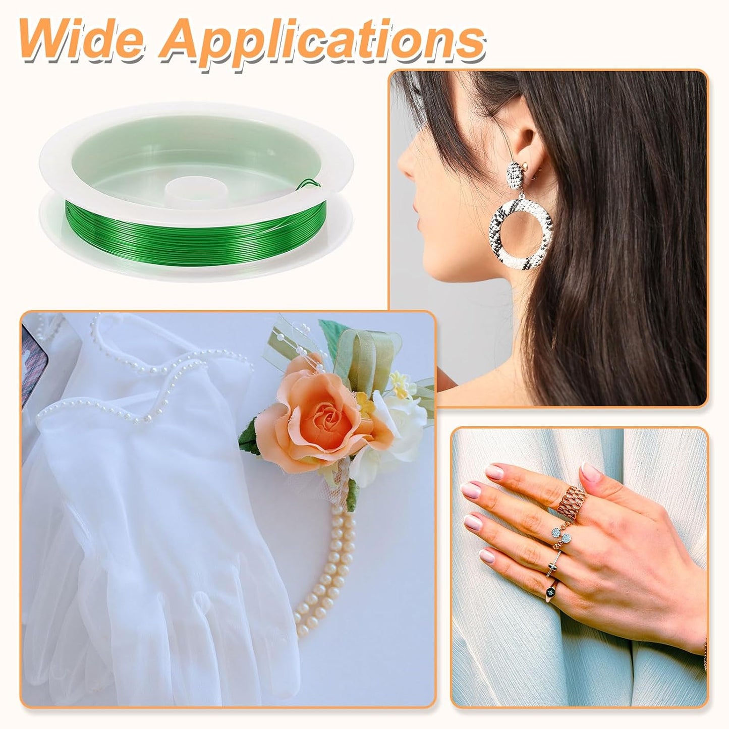 HARFINGTON 30ft Jewelry Wire, 26 Gauge (0.4mm) Brass Craft Soft Metal Tarnish Resistant Copper Beading Wire for Jewelry Making Supplies Crafting, Green