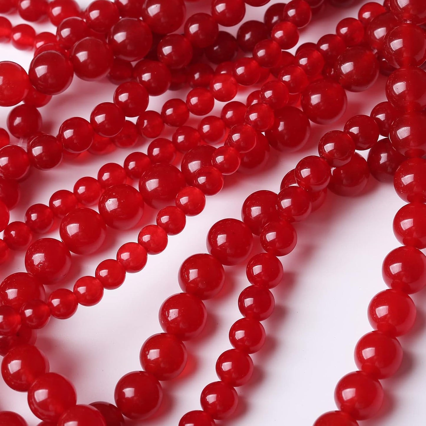 90PCS 4MM Red Chalcedony Beads Round Loose Stone Beads for Jewelry Making DIY Energy Stone Healing Power Bracelet 15"