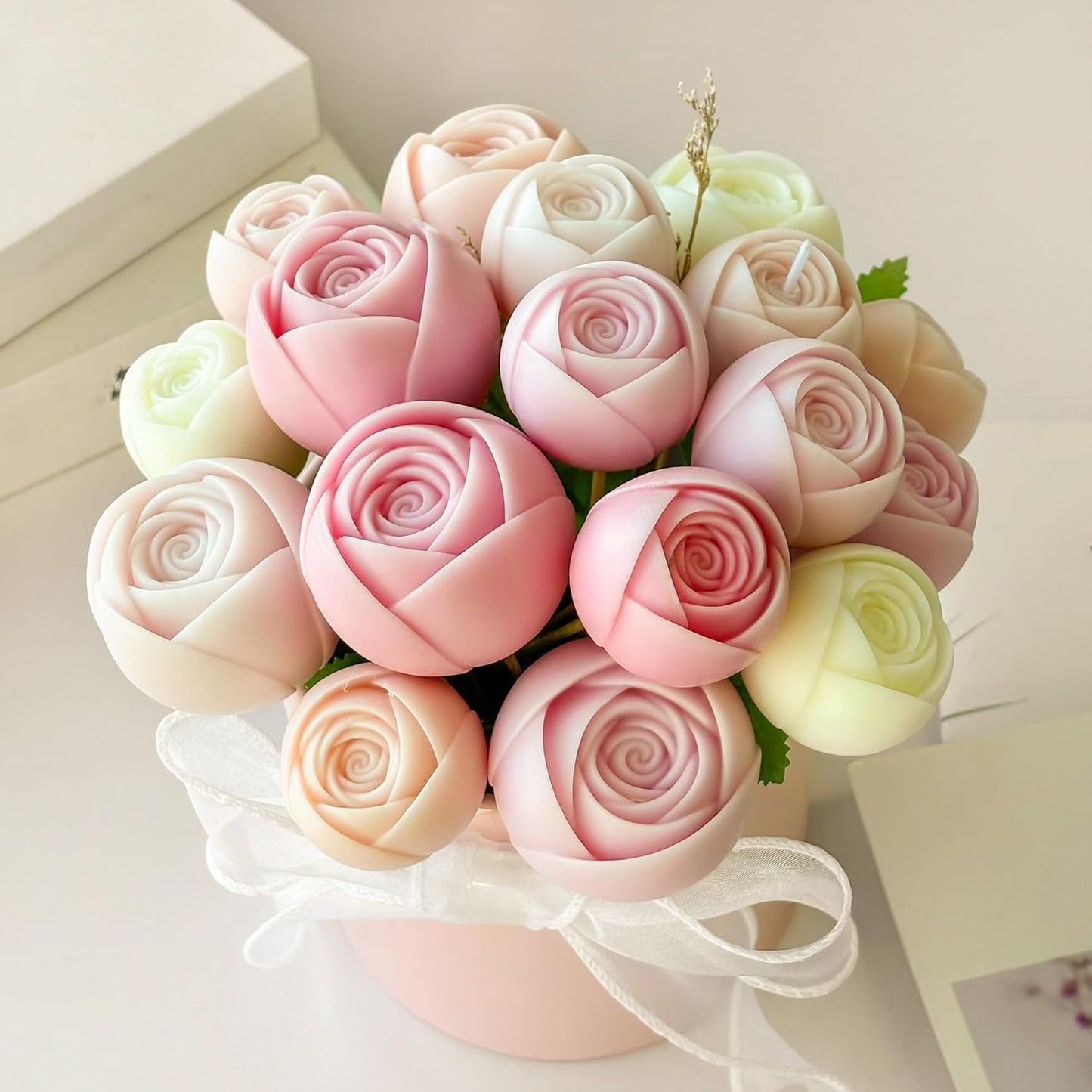 2 Pack Flower Succulent Candle Mold - Rose Flower - Resin Casting Silicone Molds for Home Decor & Candle Making Wave Spiral Mold