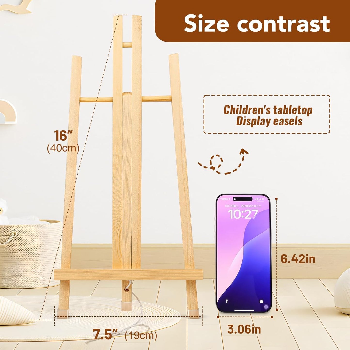 16 Pack 15 Inch Wood Easels, Easel Stand for Painting Canvases, Art, and Crafts, Tripod, Painting Party Easel, Kids Student Tabletop Easels for Painting, Portable Canvas Photo Picture Sign Holder