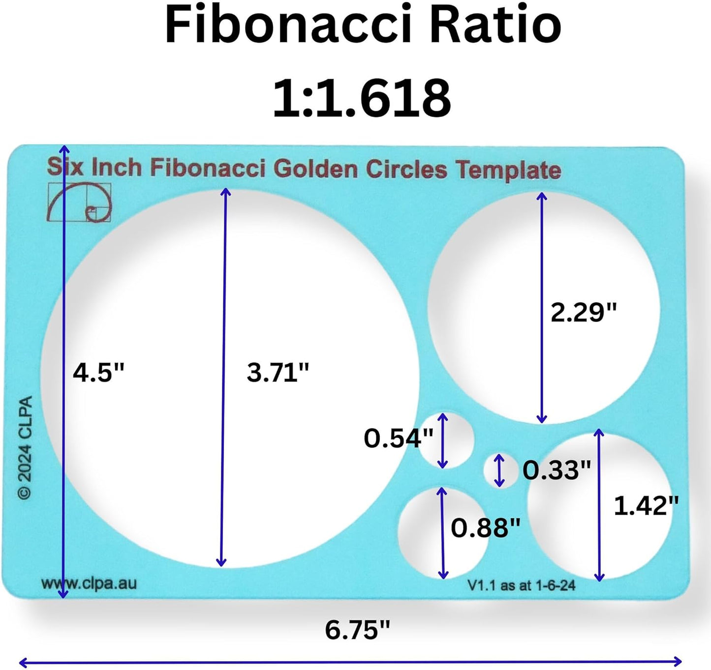 Fibonacci Template Set - Set of Stencil Templates for Drawing: 6" Circle, 6" Star, 5" Square Fibonacci-Inspired Set of Templates for Drawing Tool for Artists