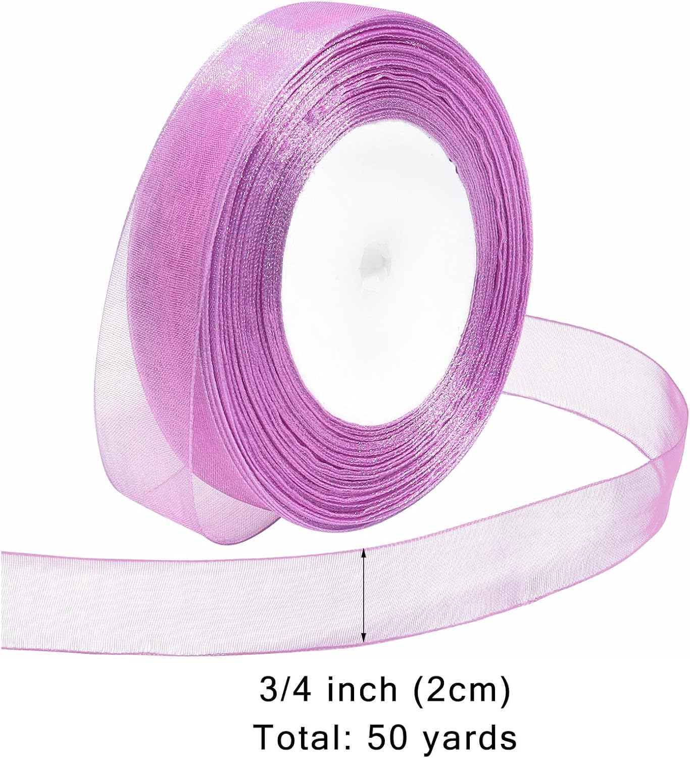 Ribbon for Gift Wrapping 3/4 inch Lavender Sheer Organza Ribbon for Flower Bouquet Tulle Thin Chiffon Ribbons for Wedding Invitations Christmas Halloween Presents Decorations Crafts 50 Yards