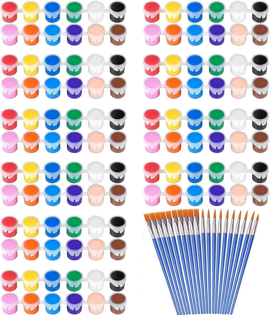145 Pcs Mini Acrylic Paint Set for Kids, 12 Colors Washable Acrylic Paint Strip with 5 Paint Tray for Kids&Adults Craft Paint, with Mini Paint Strips for Easter Eggs Art Craft Painting Easter Gifts