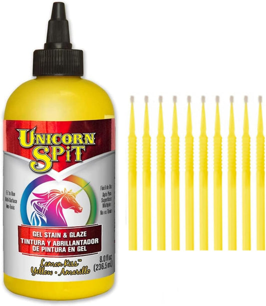 Unicorn SPiT Gel Stain and Glaze in One - Lemon Kiss 8 oz. Bottle Detail Sticks