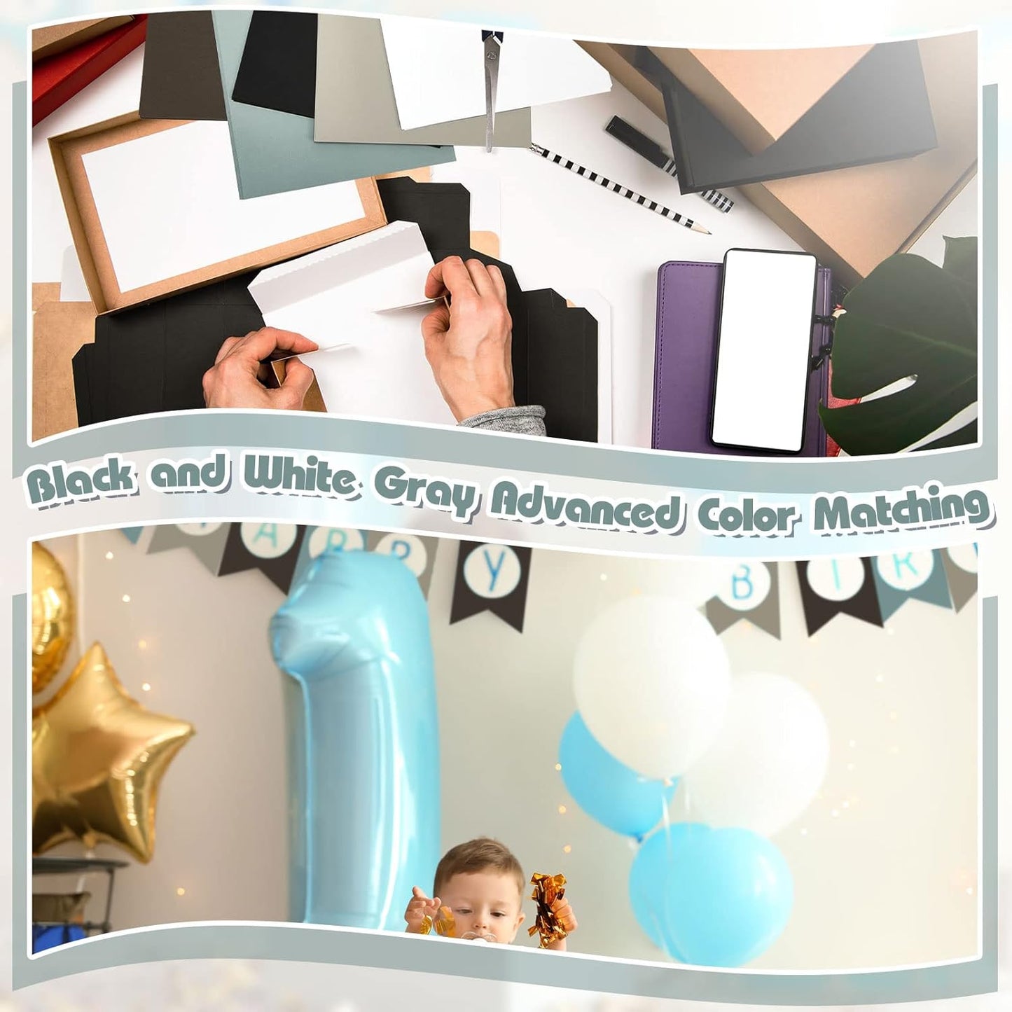 Sinmoe 100 Sheets 5 Shades Cardstock Paper 8.5 x 11 Inches 180gsm Solid Core Printer Paper for Scrapbooking DIY Arts Crafts Making Office Home Supplies(Black, White, Gray)