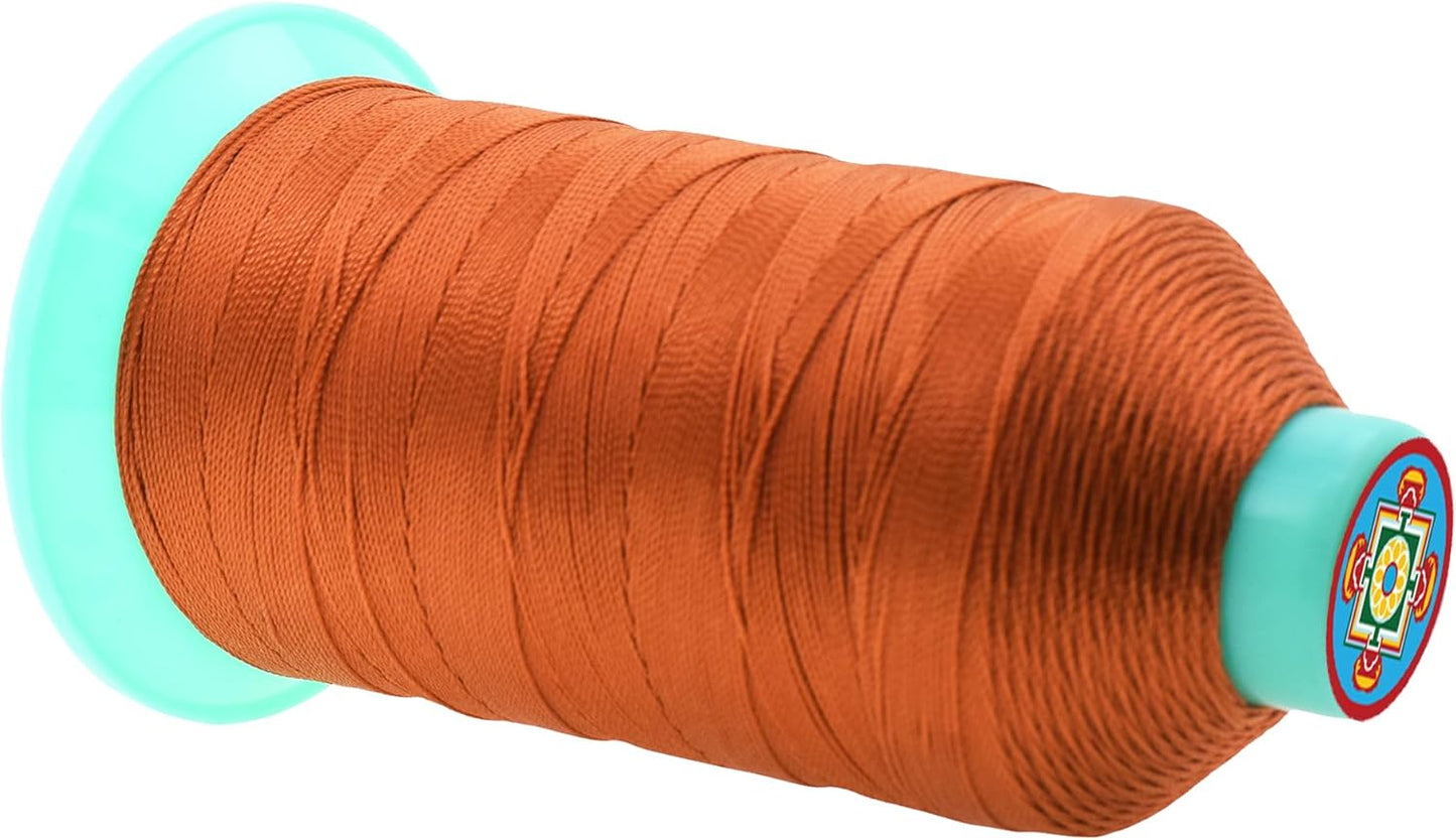 Mandala Crafts Bonded Nylon Thread Burnt Orange Heavy Duty Sewing Threads - 800 YDs Size 207 630D T210 Tex 210 Thread for Leather Jeans Weaving Outdoor Marine Upholstery Threads