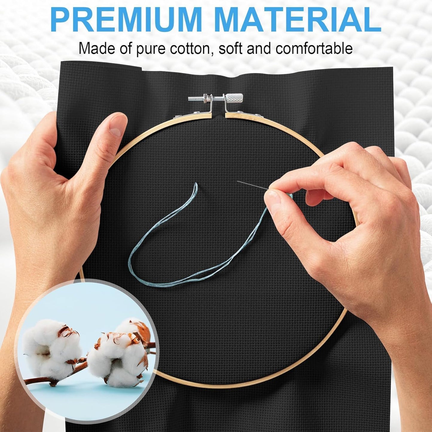 Cross Stitch Fabric 18 Count Aida Cloth 59 x 39 Inch Large Size Classic Reserve Cross Stitch Supplies Embroidery Fabric Cloth Cross Stitching for Home DIY Craft Embroidery Decoration Handmade, Black