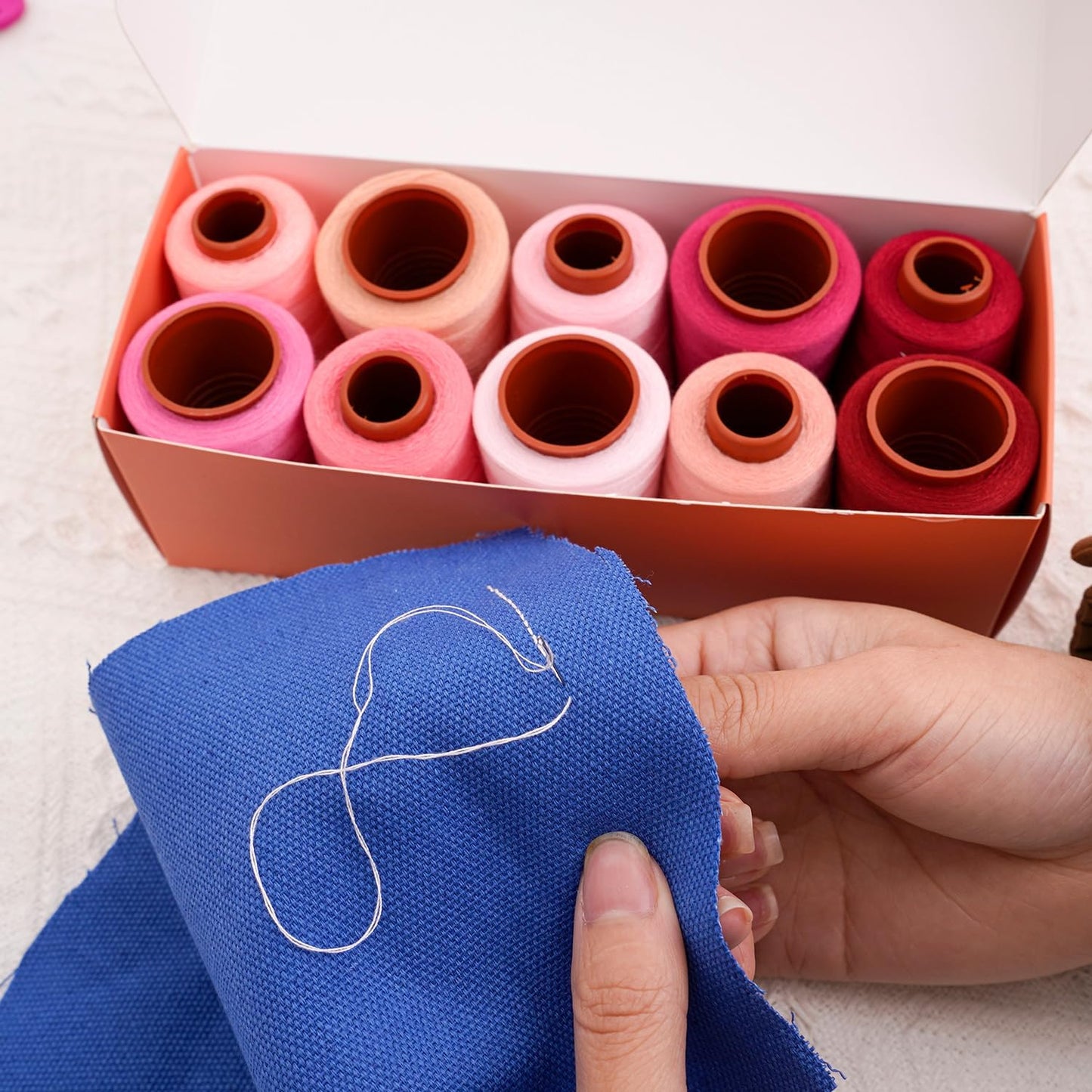 10 Pcs Sewing Thread, All Purpose Sewing Thread, 10 Spools Assorted Colors Each 800 Yards of Polyester Threads for Sewing Machine, Hand Stitching, Quilting, Serger (Pink Color System)