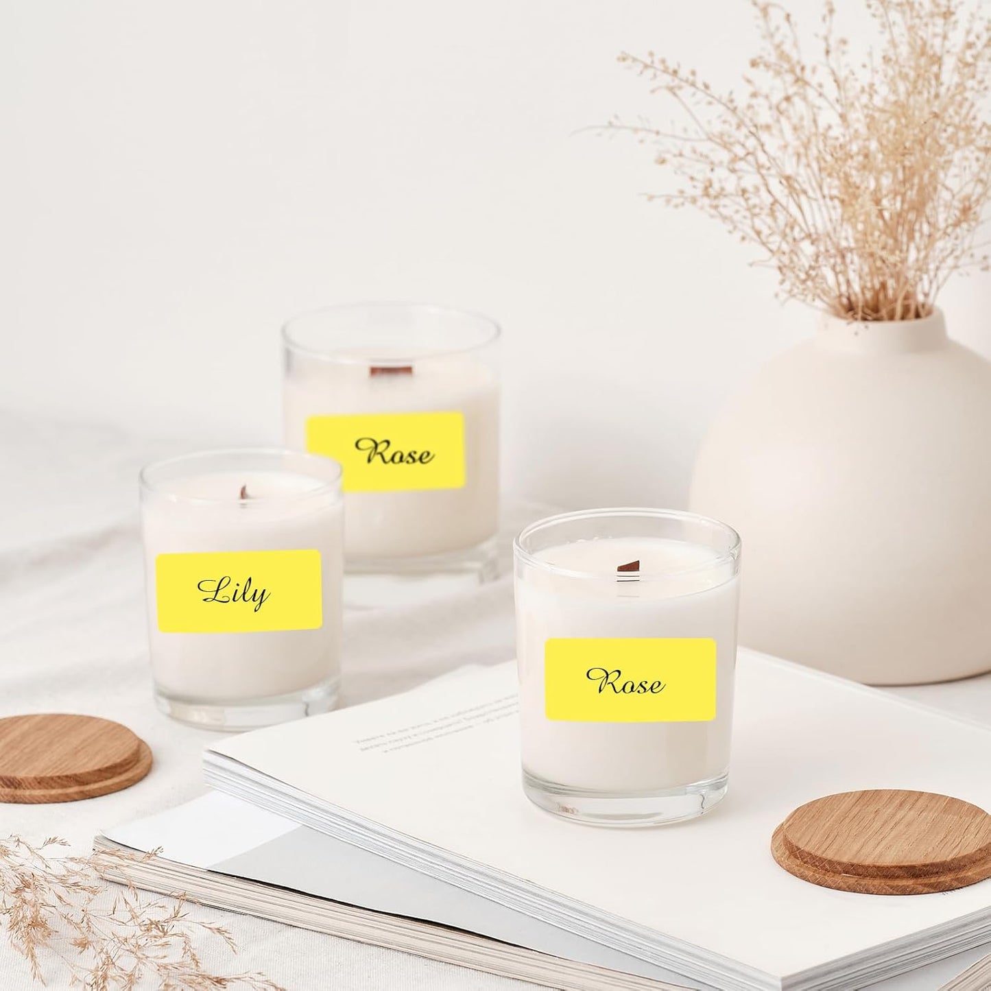 2x1 Inch Thermal Labels, Waterproof Thermal Printer Stickers, Self-Adhesive Shipping Label Printer Sticker for Barcode, Name, Address, 300 Labels/Roll- Yellow