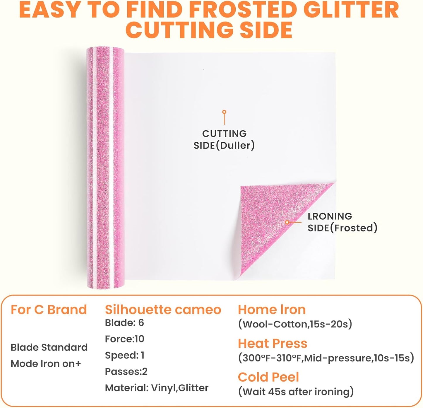 HTVRONT Glitter HTV Vinyl Roll - 10" x 8ft Neon Pink Glitter Heat Transfer Vinyl for T Shirts, Glitter Iron on Vinyl for All Cutting Machine (Neon Pink Glitter)