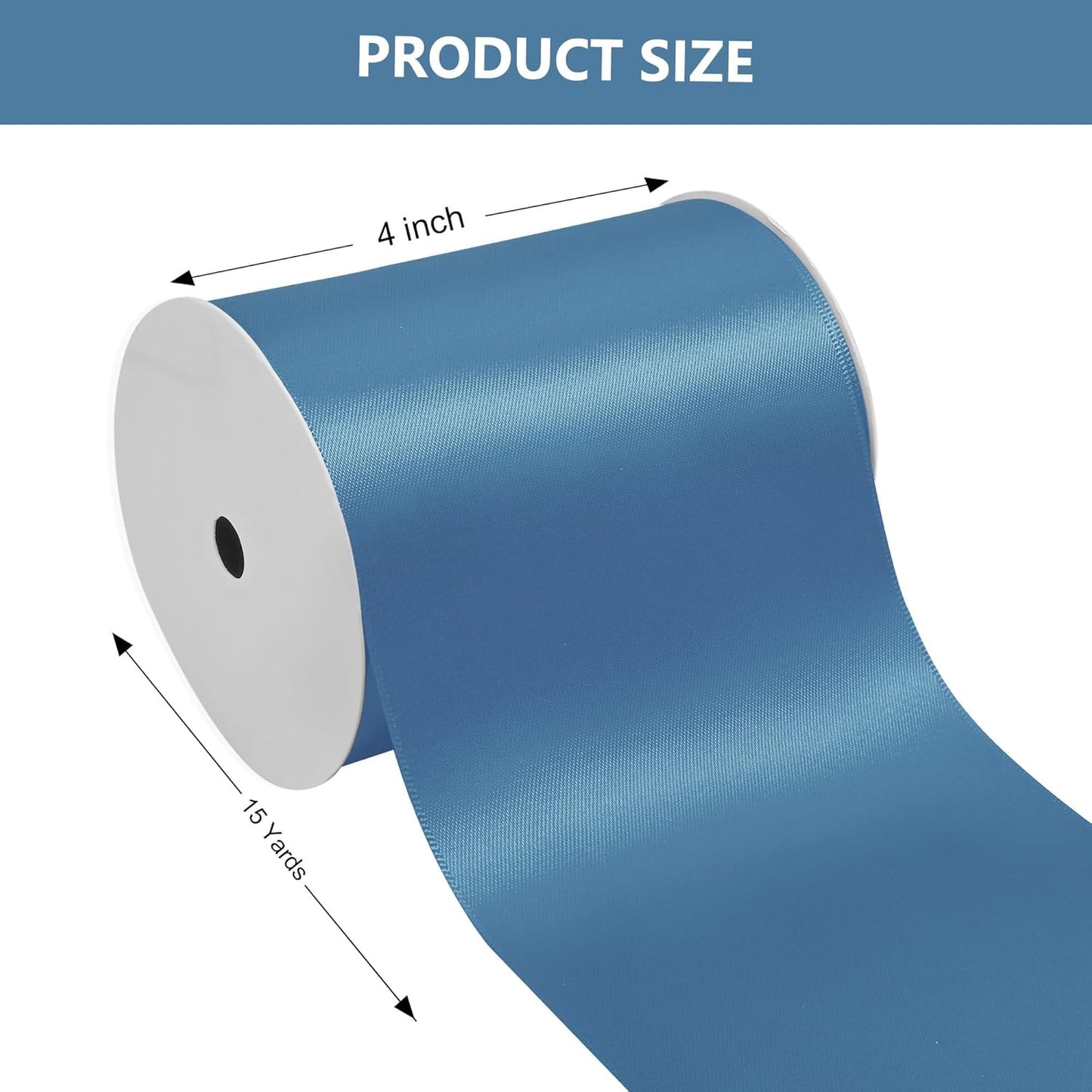 Blue Smoke Satin Ribbon 4 Inch X 15 Yards Solid Color Double Faced Ribbons Perfect for Crafts Wedding Decor Bow Making Arts Sewing and More