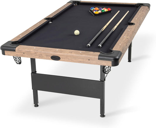 GoSports 6, 7, or 8 ft Billiards Tables - No Assembly, Choose Your Color - Portable Pool Table Includes Full Set of Balls, 2 Cue Sticks, Chalk and Felt Brush