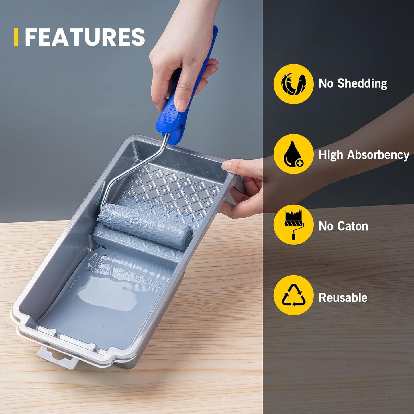 Mister Rui 4 Inch Paint Roller Tray - 22 Pack with Liners, Disposable Liners, Thickened Plastic