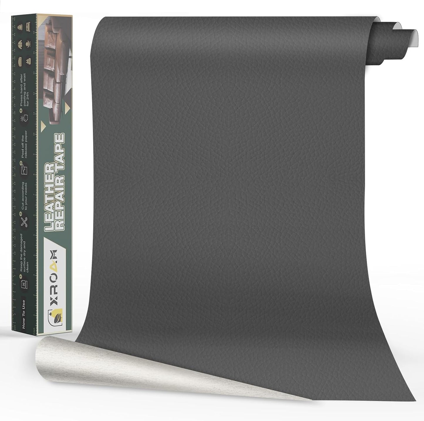 Leather Repair Tape, 16x79 inch Leather Patches for Furniture, Self Adhesive Leather Repair Patch for Sofas, Couches, Leather Covers, Seats, Chairs, Vinyl Repair Tape Dark Gray